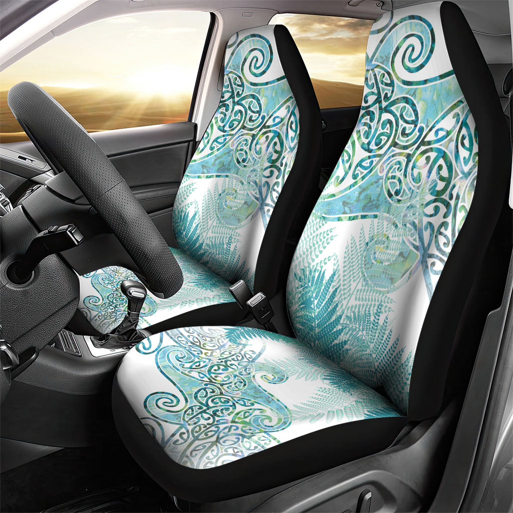 Aotearoa Maori Koru Curves Car Seat Cover Mossy Paua Shell