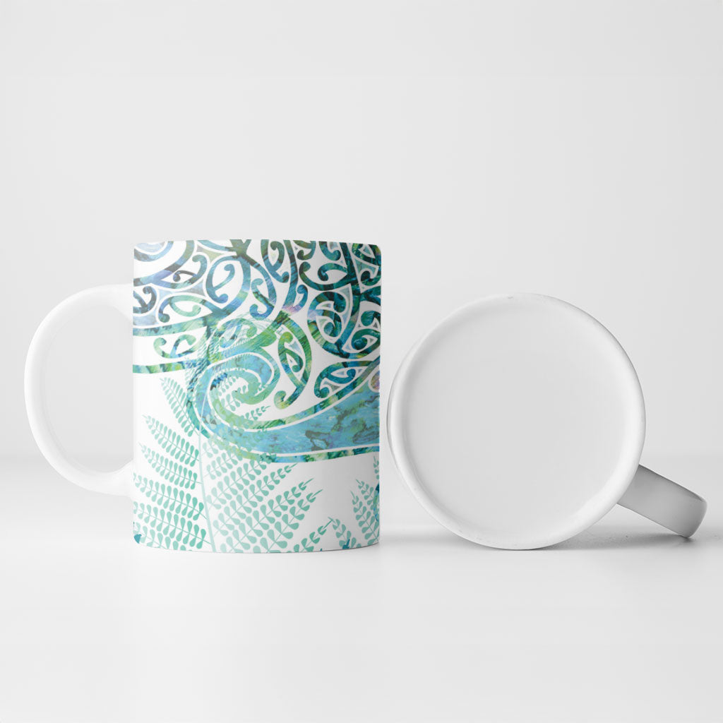 Aotearoa Maori Koru Curves Ceramic Mug Mossy Paua Shell LT7 - Polynesian Pride
