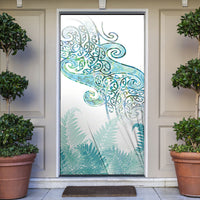 Aotearoa Maori Koru Curves Door Cover Mossy Paua Shell LT7 Green - Polynesian Pride