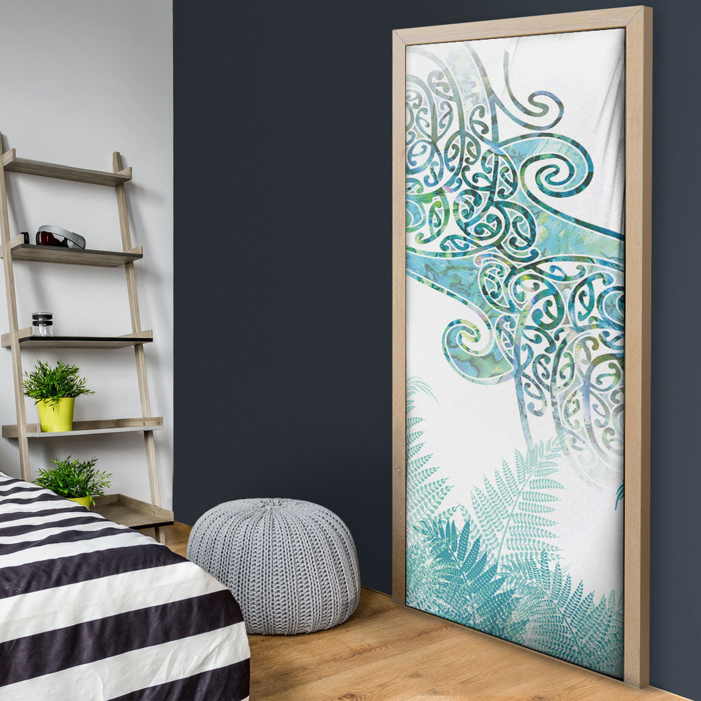 Aotearoa Maori Koru Curves Door Cover Mossy Paua Shell LT7 - Polynesian Pride