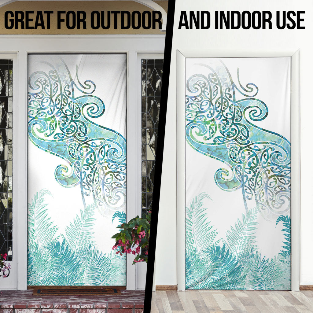Aotearoa Maori Koru Curves Door Cover Mossy Paua Shell LT7 - Polynesian Pride