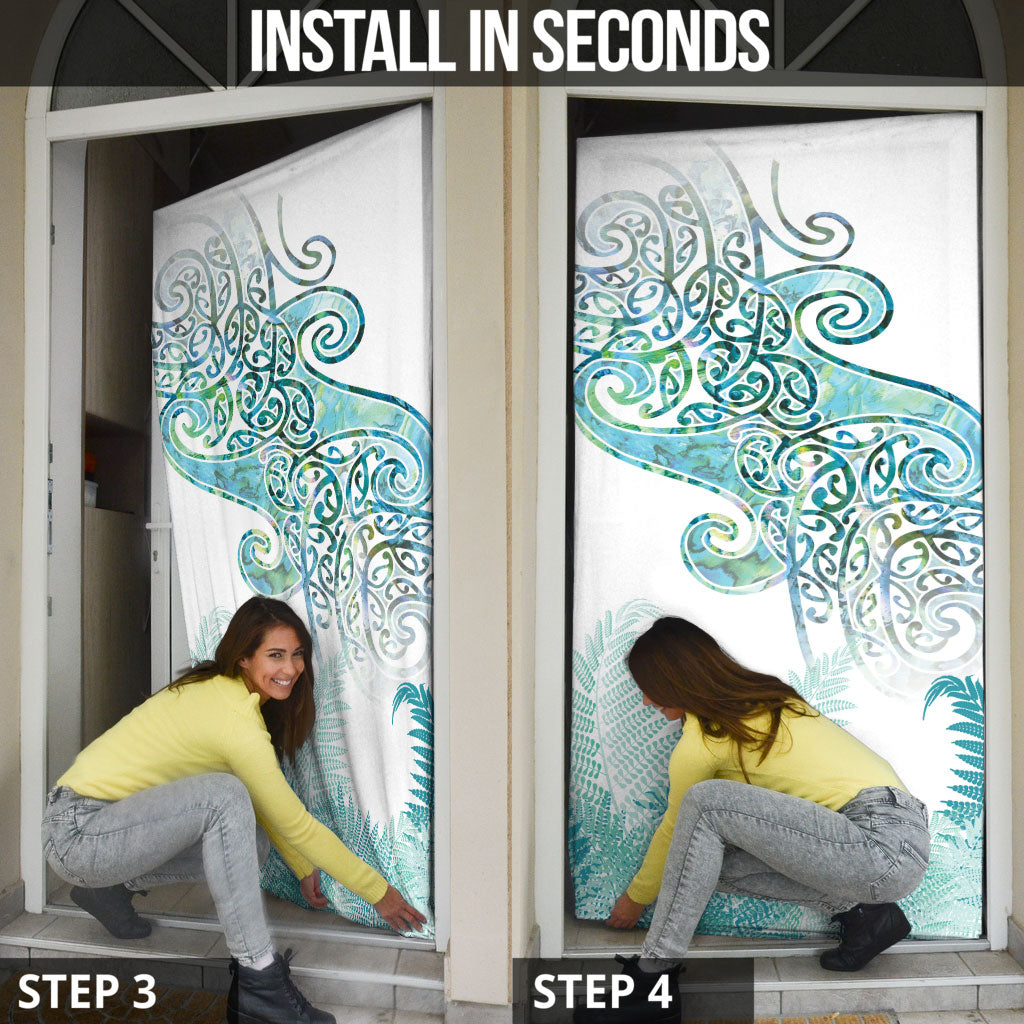 Aotearoa Maori Koru Curves Door Cover Mossy Paua Shell LT7 - Polynesian Pride