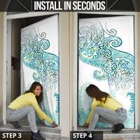 Aotearoa Maori Koru Curves Door Cover Mossy Paua Shell LT7 - Polynesian Pride