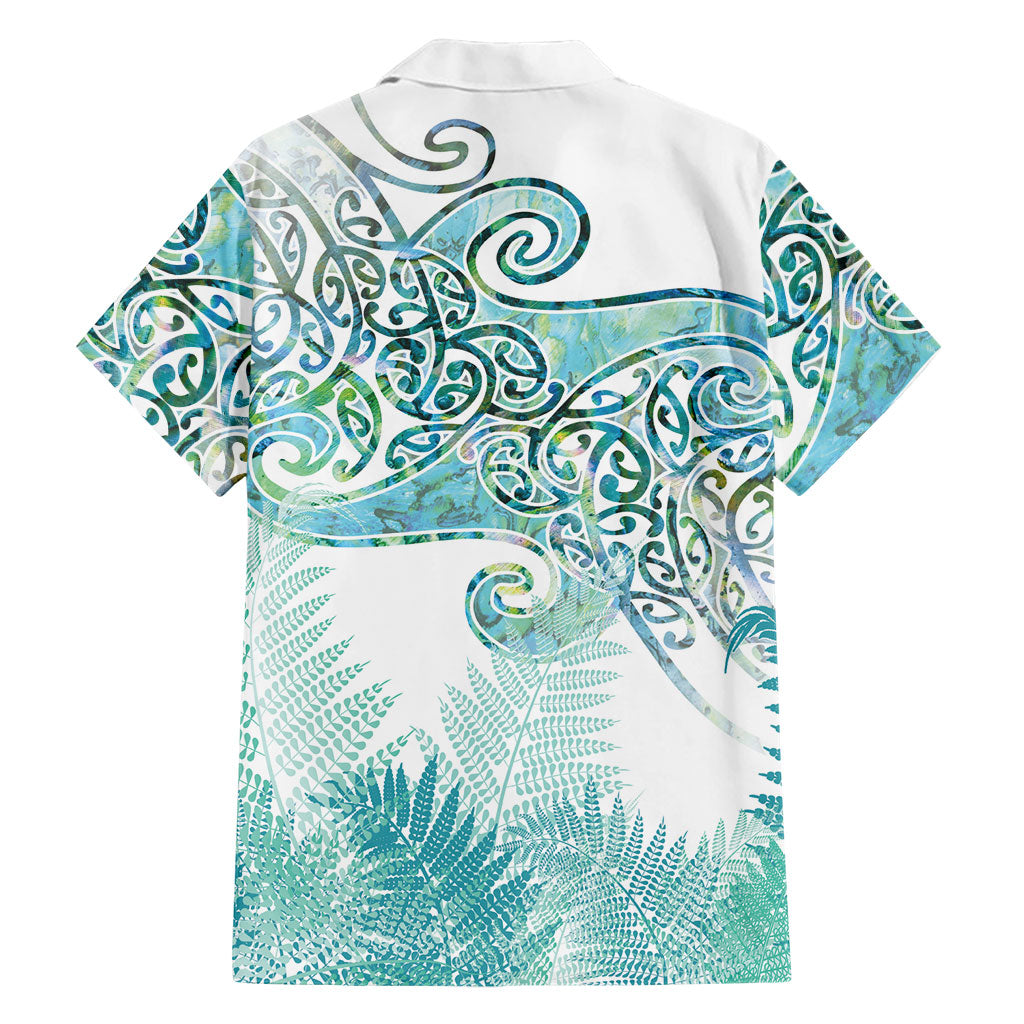 Aotearoa Maori Koru Curves Family Matching Mermaid Dress and Hawaiian Shirt Mossy Paua Shell