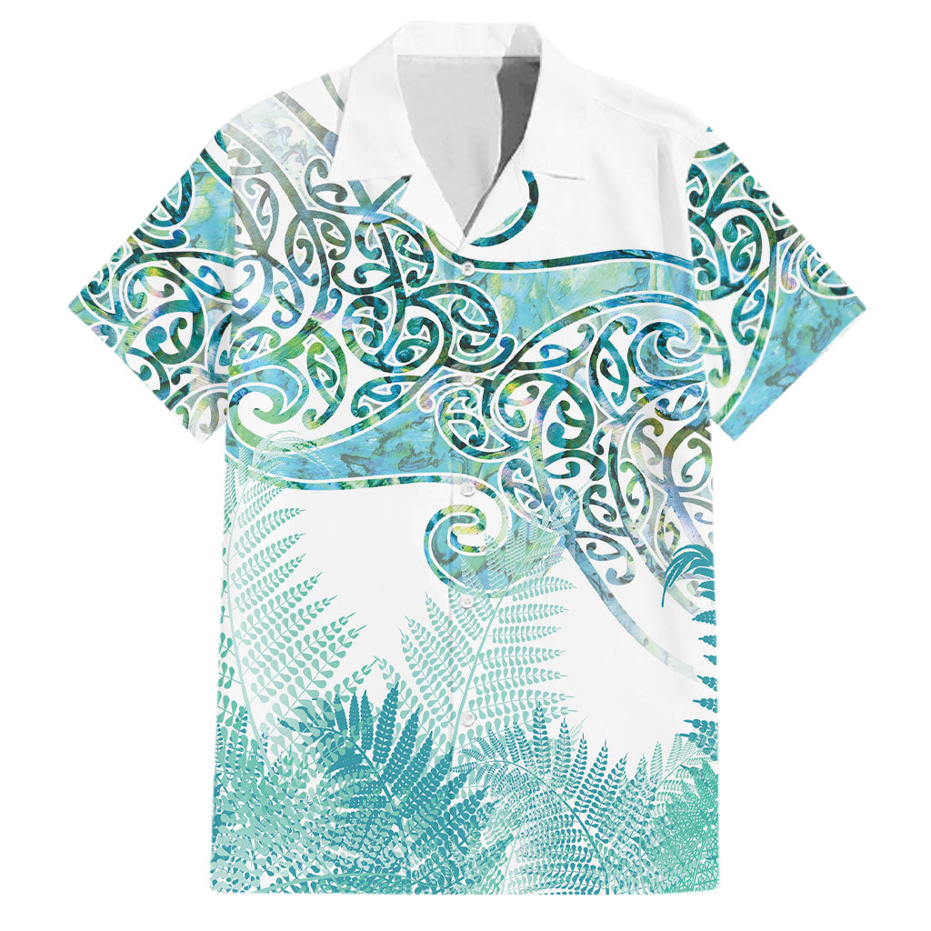 Aotearoa Maori Koru Curves Family Matching Off Shoulder Maxi Dress and Hawaiian Shirt Mossy Paua Shell