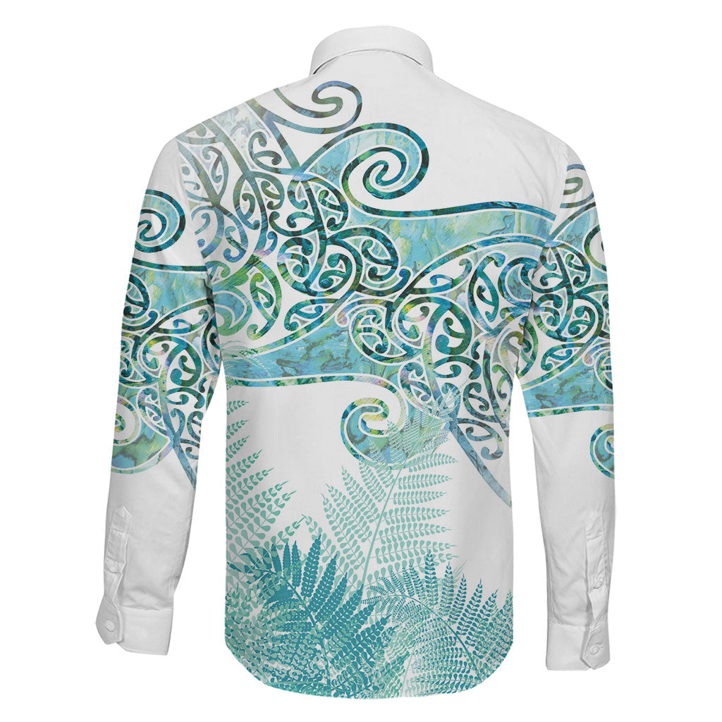 Aotearoa Maori Koru Curves Family Matching Off Shoulder Maxi Dress and Hawaiian Shirt Mossy Paua Shell