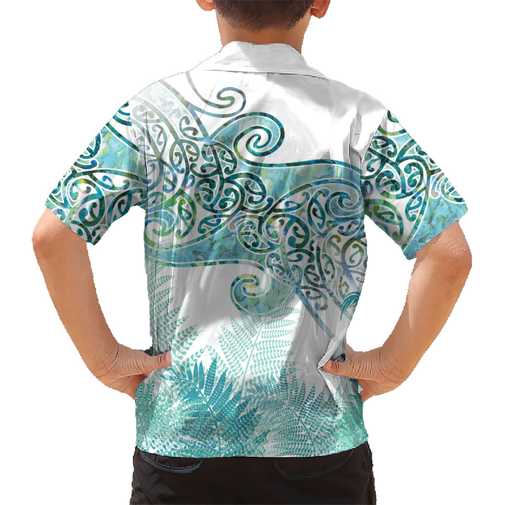 Aotearoa Maori Koru Curves Family Matching Tank Maxi Dress and Hawaiian Shirt Mossy Paua Shell