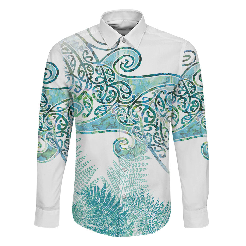 Aotearoa Maori Koru Curves Family Matching Tank Maxi Dress and Hawaiian Shirt Mossy Paua Shell