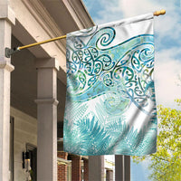 Aotearoa Maori Koru Curves Garden Flag Mossy Paua Shell LT7 House Flag Green - Polynesian Pride