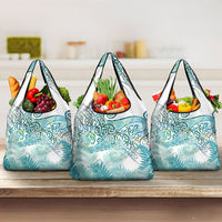 Aotearoa Maori Koru Curves Grocery Bag Mossy Paua Shell