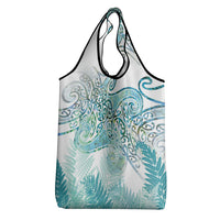 Aotearoa Maori Koru Curves Grocery Bag Mossy Paua Shell