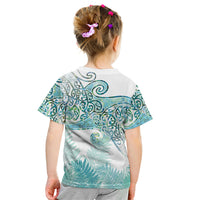 Aotearoa Maori Koru Curves Kid T Shirt Mossy Paua Shell LT7 - Polynesian Pride