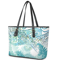 Aotearoa Maori Koru Curves Leather Tote Bag Mossy Paua Shell LT7 - Polynesian Pride