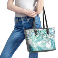 Aotearoa Maori Koru Curves Leather Tote Bag Mossy Paua Shell LT7 - Polynesian Pride