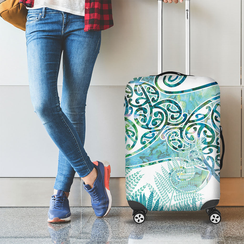 Aotearoa Maori Koru Curves Luggage Cover Mossy Paua Shell LT7 - Polynesian Pride