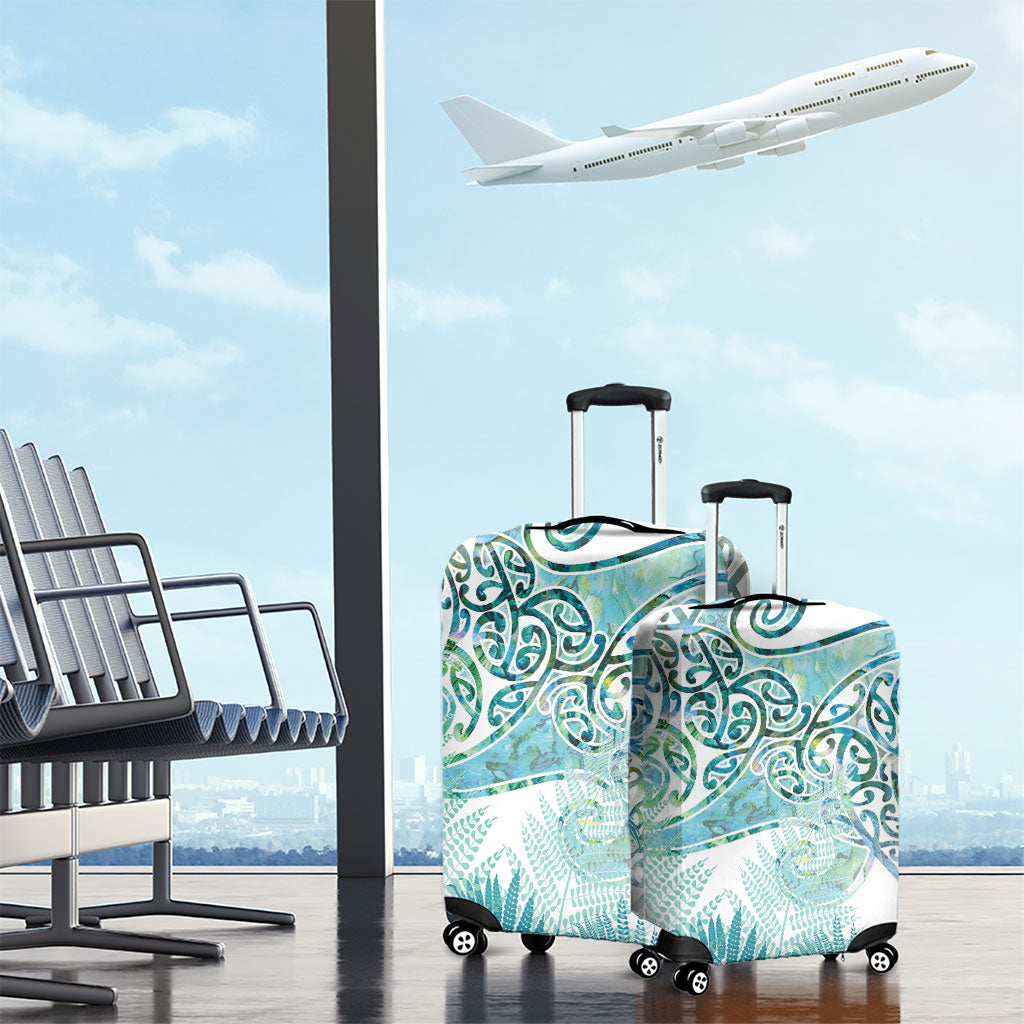 Aotearoa Maori Koru Curves Luggage Cover Mossy Paua Shell LT7 - Polynesian Pride