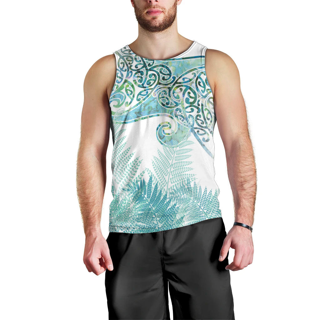 Aotearoa Maori Koru Curves Men Tank Top Mossy Paua Shell LT7 - Polynesian Pride