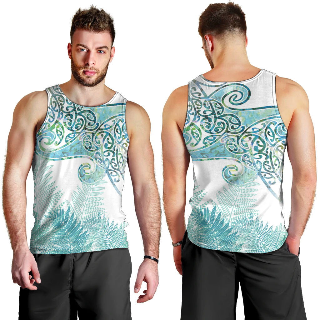 Aotearoa Maori Koru Curves Men Tank Top Mossy Paua Shell LT7 - Polynesian Pride