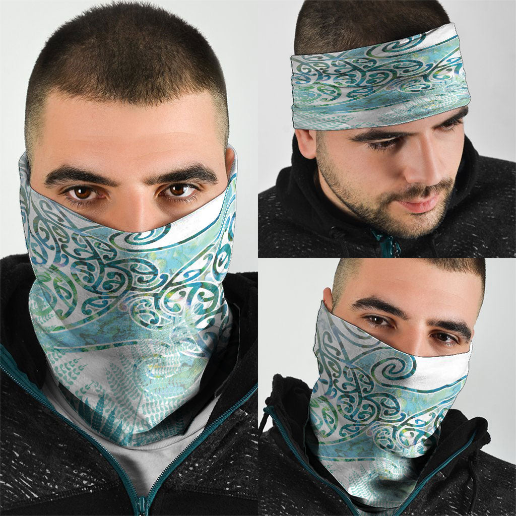 Aotearoa Maori Koru Curves Neck Gaiter Mossy Paua Shell LT7 - Polynesian Pride