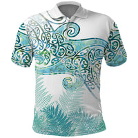 Aotearoa Maori Koru Curves Polo Shirt Mossy Paua Shell