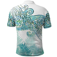 Aotearoa Maori Koru Curves Polo Shirt Mossy Paua Shell