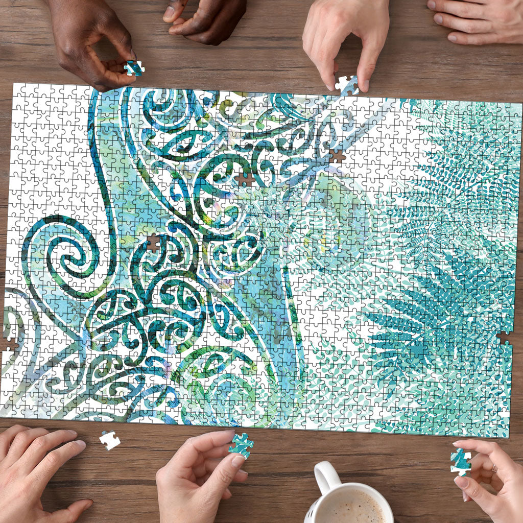 Aotearoa Maori Koru Curves Puzzle Mossy Paua Shell LT7 - Polynesian Pride