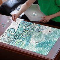 Aotearoa Maori Koru Curves Puzzle Mossy Paua Shell LT7 - Polynesian Pride
