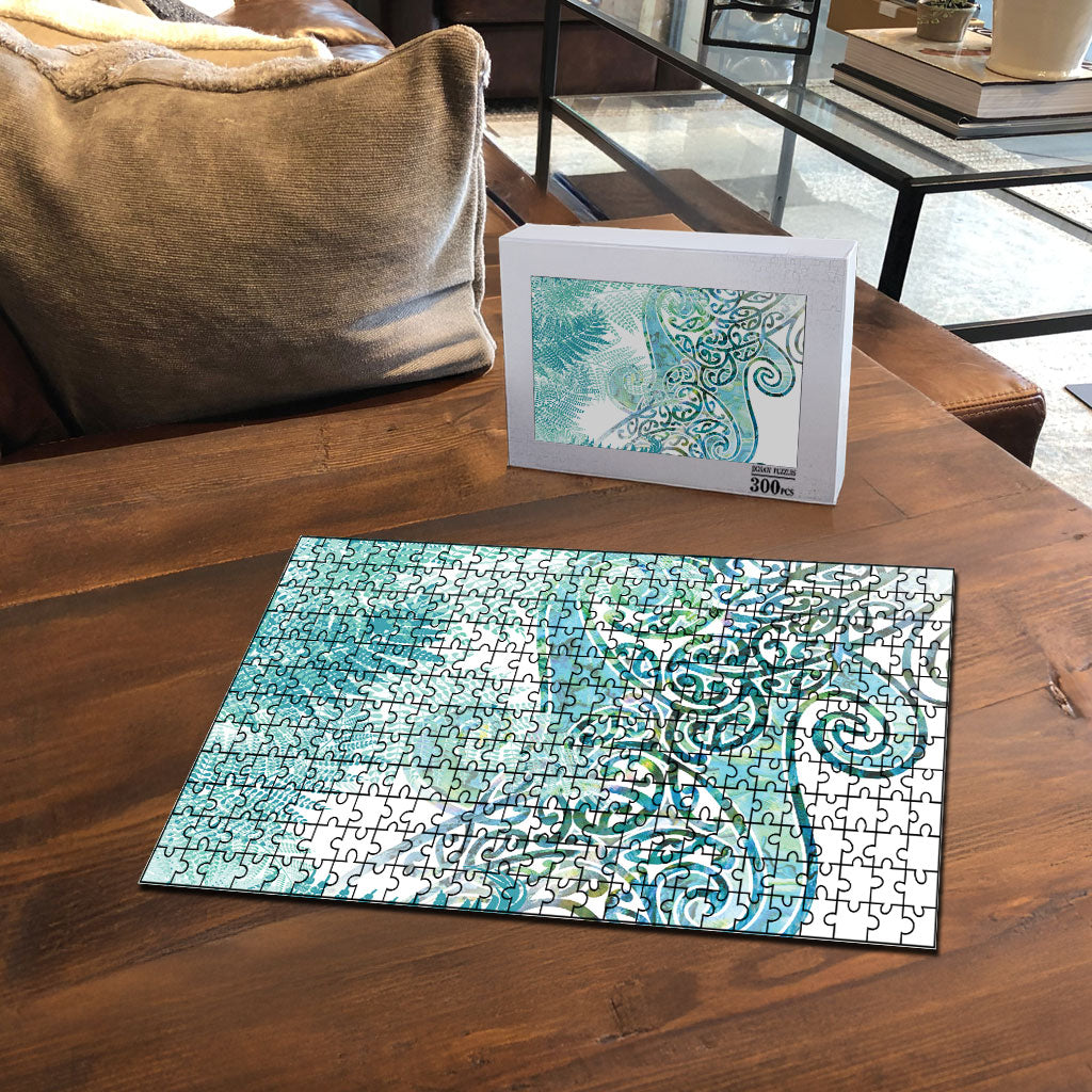 Aotearoa Maori Koru Curves Puzzle Mossy Paua Shell LT7 - Polynesian Pride