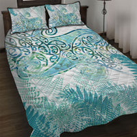 Aotearoa Maori Koru Curves Quilt Bed Set Mossy Paua Shell