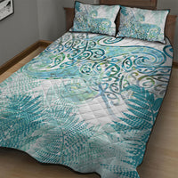 Aotearoa Maori Koru Curves Quilt Bed Set Mossy Paua Shell