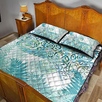 Aotearoa Maori Koru Curves Quilt Bed Set Mossy Paua Shell