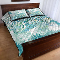 Aotearoa Maori Koru Curves Quilt Bed Set Mossy Paua Shell