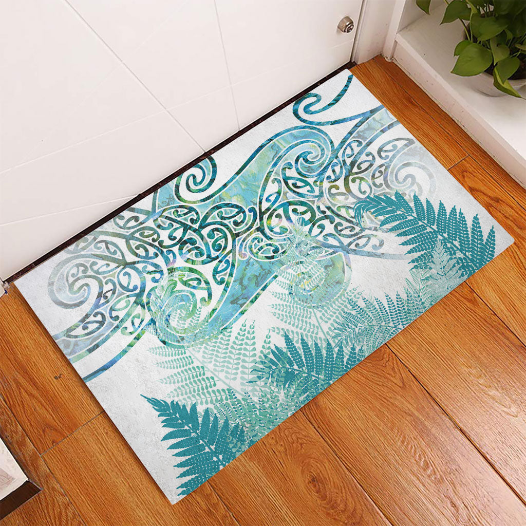 Aotearoa Maori Koru Curves Rubber Doormat Mossy Paua Shell LT7 - Polynesian Pride