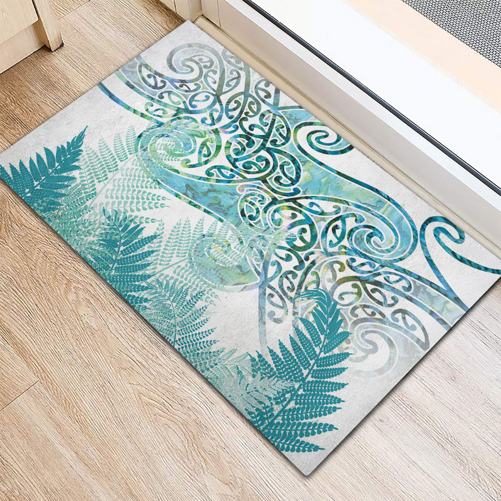 Aotearoa Maori Koru Curves Rubber Doormat Mossy Paua Shell LT7 - Polynesian Pride