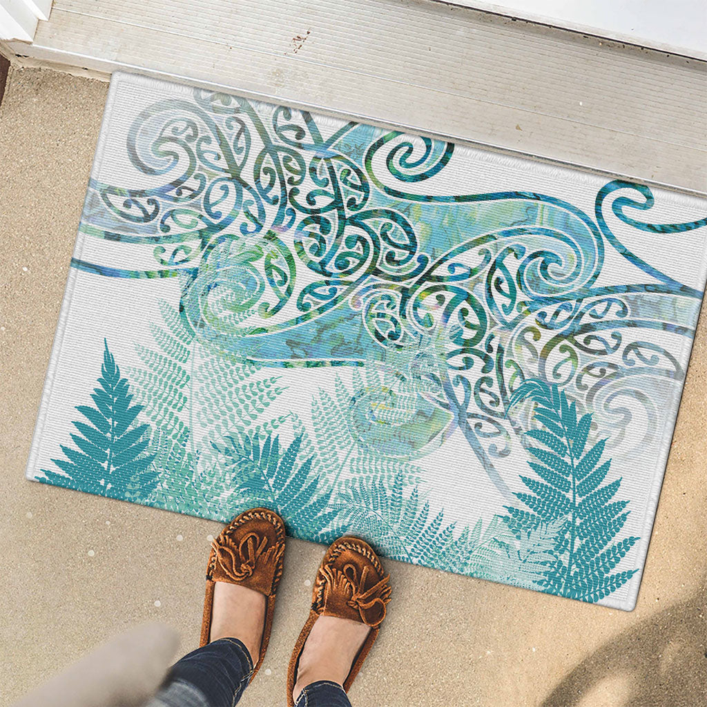 Aotearoa Maori Koru Curves Rubber Doormat Mossy Paua Shell LT7 - Polynesian Pride