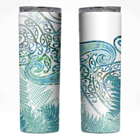 Aotearoa Maori Koru Curves Skinny Tumbler Mossy Paua Shell LT7 Green - Polynesian Pride
