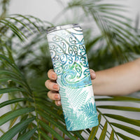 Aotearoa Maori Koru Curves Skinny Tumbler Mossy Paua Shell LT7 - Polynesian Pride