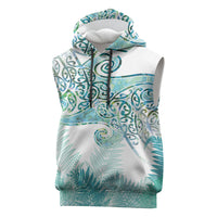 Aotearoa Maori Koru Curves Sleeveless Hoodie Mossy Paua Shell LT7 Green - Polynesian Pride