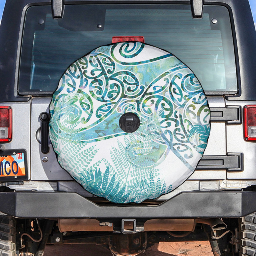 Aotearoa Maori Koru Curves Spare Tire Cover Mossy Paua Shell LT7 Green - Polynesian Pride