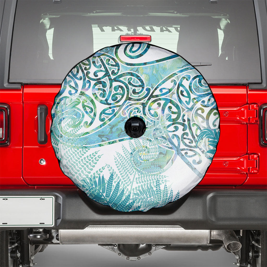 Aotearoa Maori Koru Curves Spare Tire Cover Mossy Paua Shell LT7 - Polynesian Pride