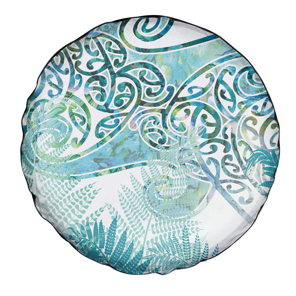 Aotearoa Maori Koru Curves Spare Tire Cover Mossy Paua Shell LT7 - Polynesian Pride