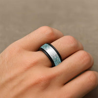 Aotearoa Maori Koru Curves Spinner Ring Mossy Paua Shell LT7 - Polynesian Pride