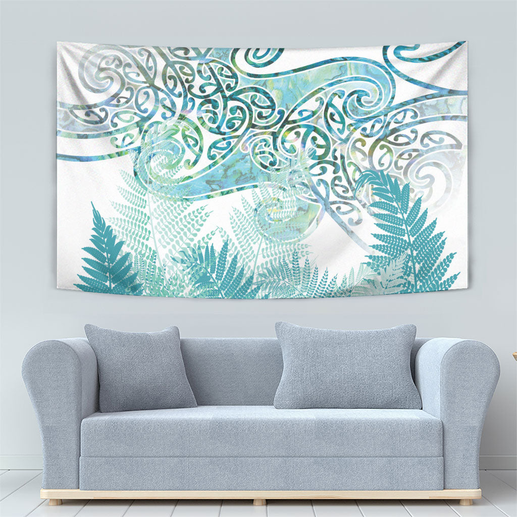 Aotearoa Maori Koru Curves Tapestry Mossy Paua Shell LT7 - Polynesian Pride