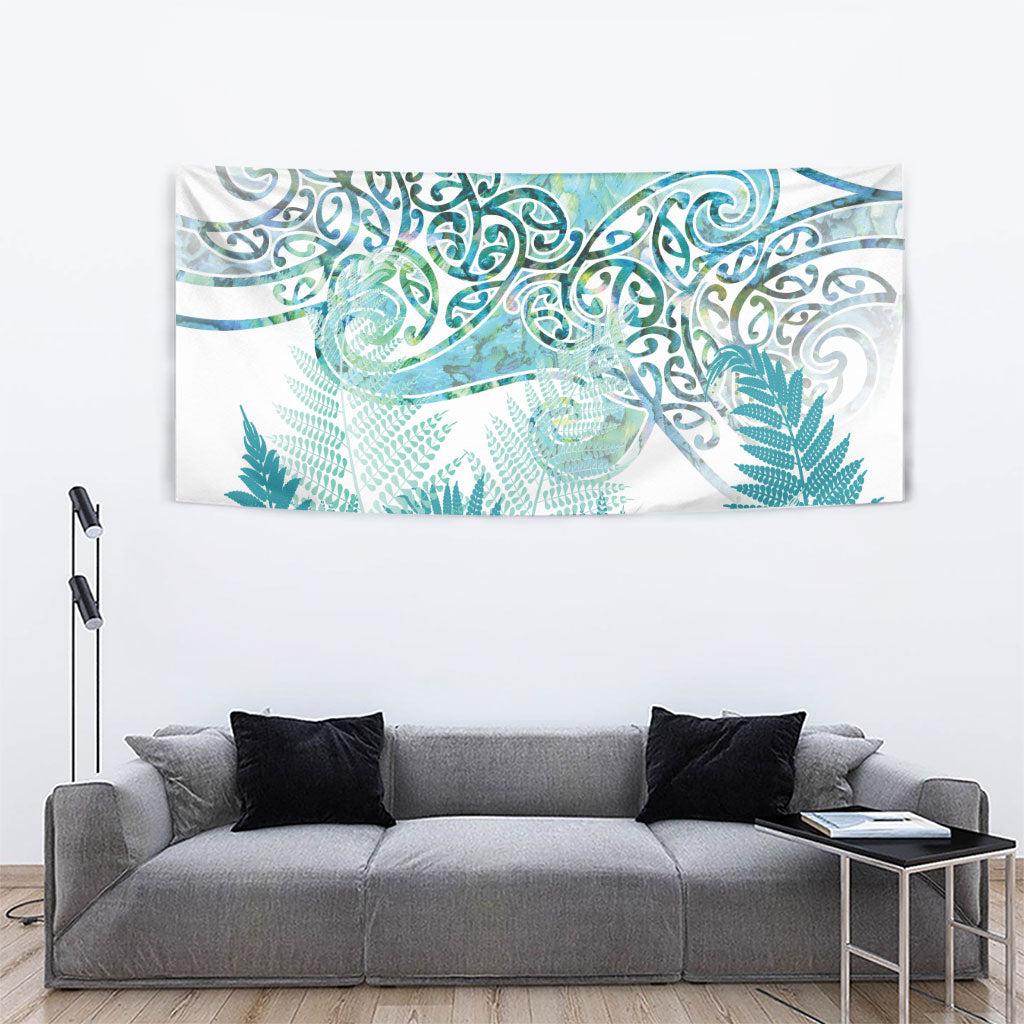 Aotearoa Maori Koru Curves Tapestry Mossy Paua Shell LT7 - Polynesian Pride