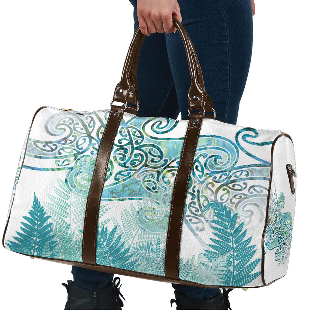 Aotearoa Maori Koru Curves Travel Bag Mossy Paua Shell LT7 - Polynesian Pride