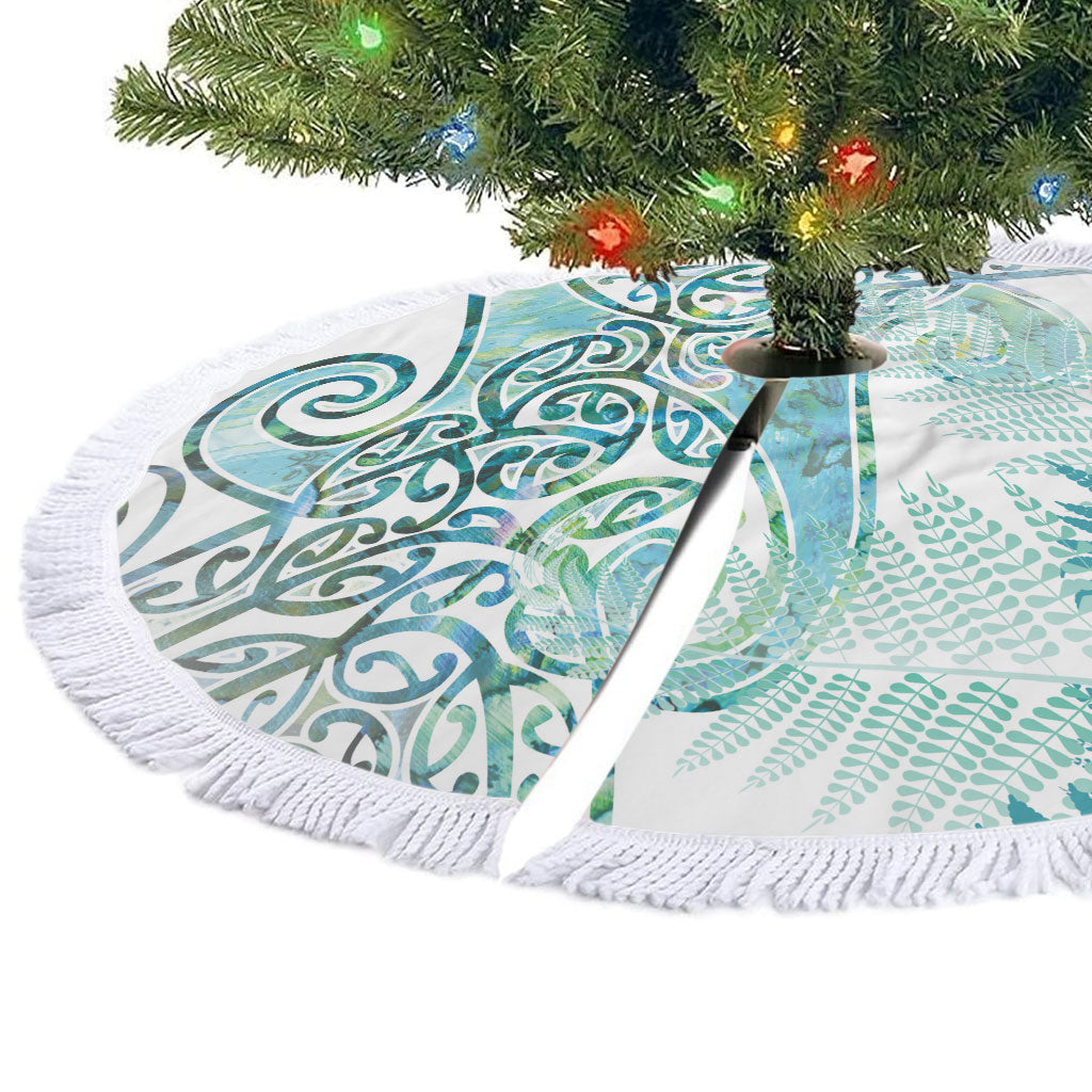 Aotearoa Maori Koru Curves Tree Skirt Mossy Paua Shell LT7 - Polynesian Pride