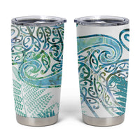 Aotearoa Maori Koru Curves Tumbler Cup Mossy Paua Shell LT7 Green - Polynesian Pride