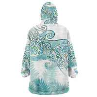 Aotearoa Maori Koru Curves Wearable Blanket Hoodie Mossy Paua Shell LT7 - Polynesian Pride