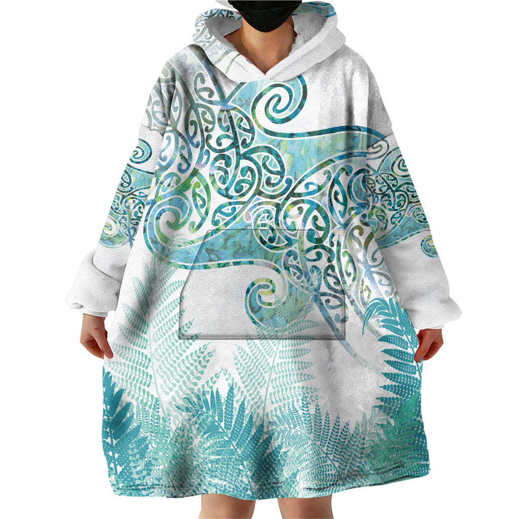 Aotearoa Maori Koru Curves Wearable Blanket Hoodie Mossy Paua Shell LT7 - Polynesian Pride