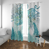 Aotearoa Maori Koru Curves Window Curtain Mossy Paua Shell LT7 With Grommets Green - Polynesian Pride